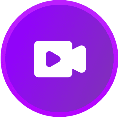 VKTWA Video camera icon on purple background.