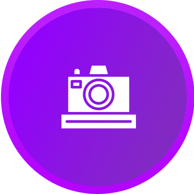VKTWA Camera icon on purple gradient background.