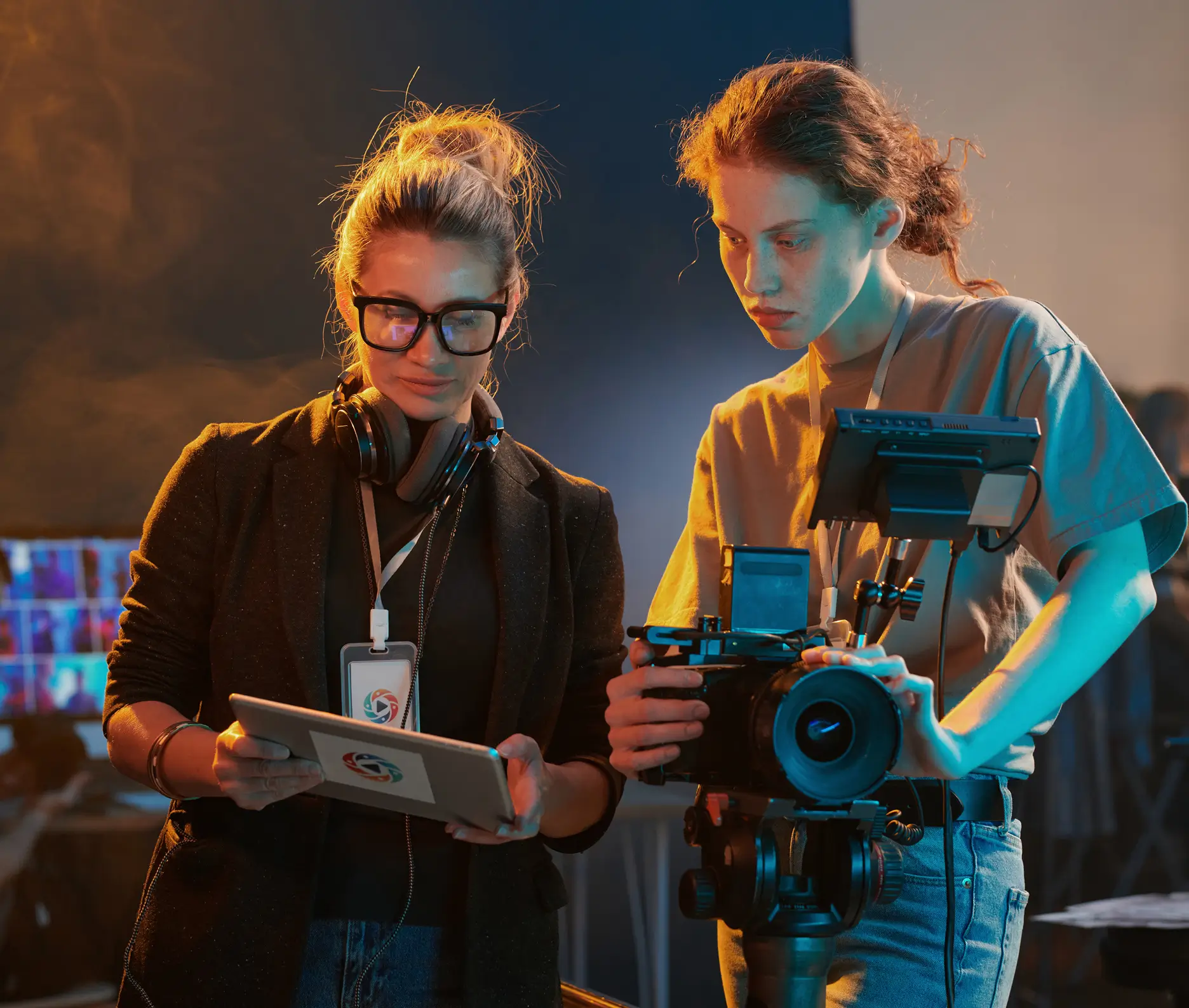 VKTWA Two women working with camera equipment.